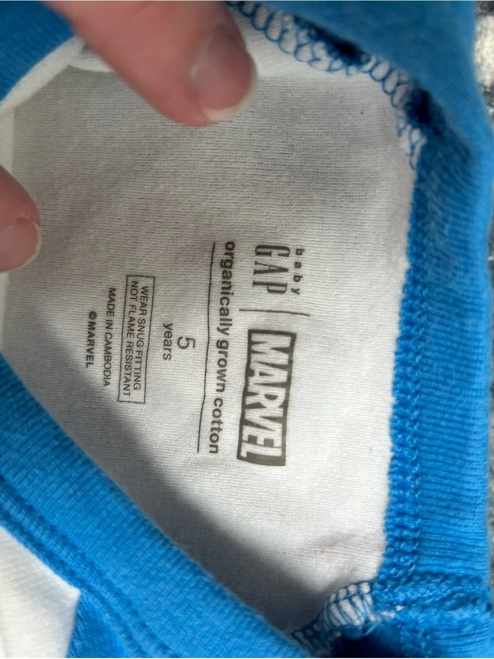 GAP Baby Marvel White and Blue Raglan Tee